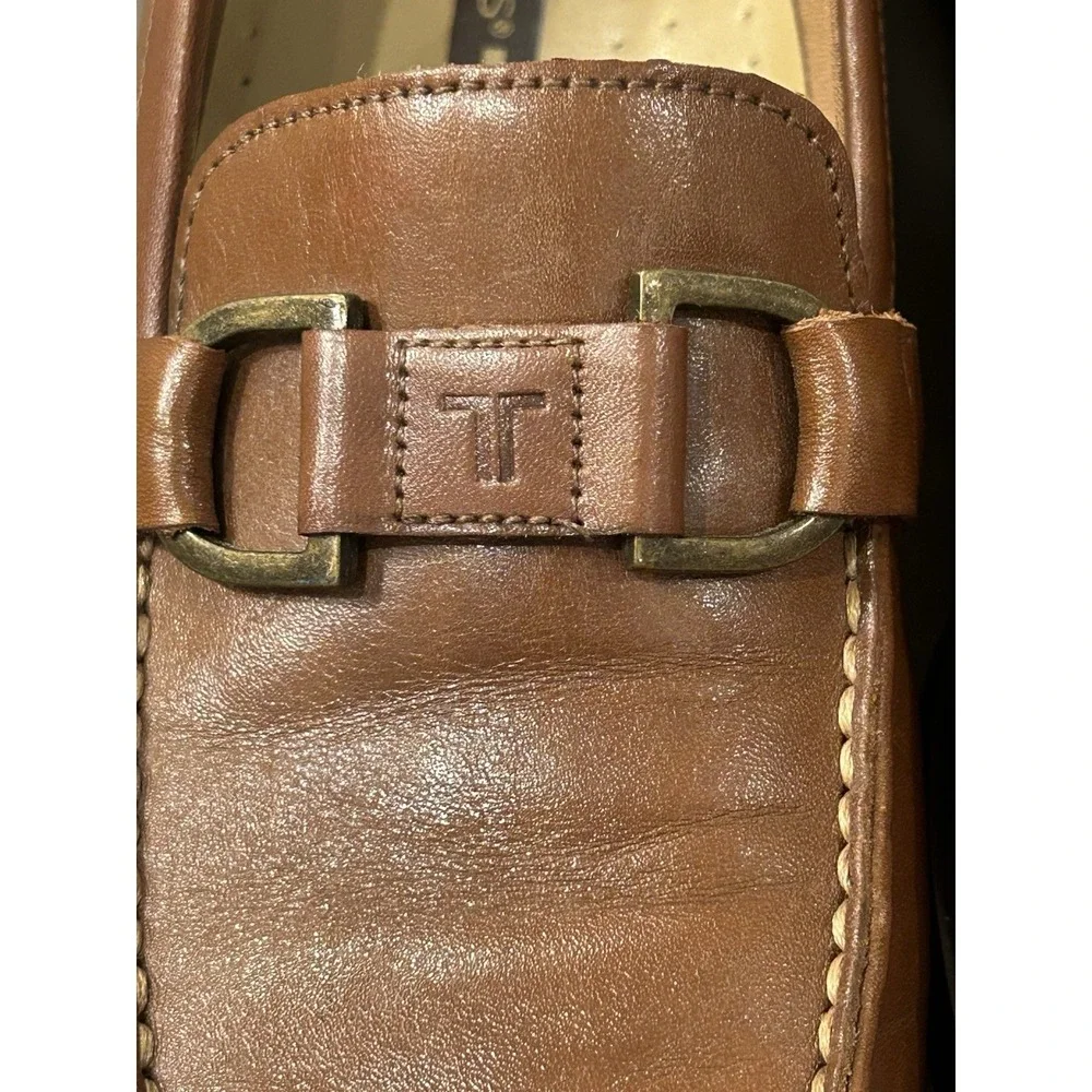 Trotters Brown Leather Loafers Horsebit Comfort Slip On Square Toe Size 8.5N EUC